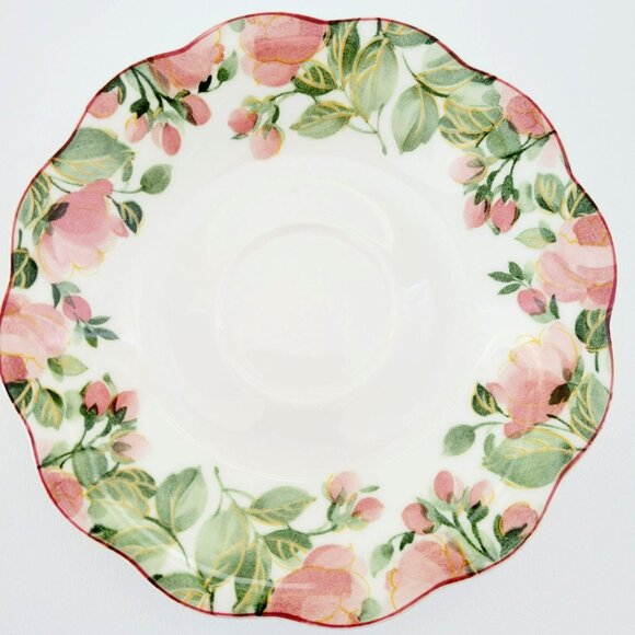 Vintage Nikko Precious Teacups & Saucers, 2 Sets, Red Poppy Flower Green Trim - Picture 5 of 16